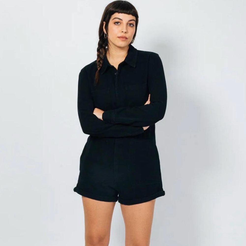 ATWYLD Romper Shorts Size XXS Black No Service Style Jumpsuit Cotton NWT Utility